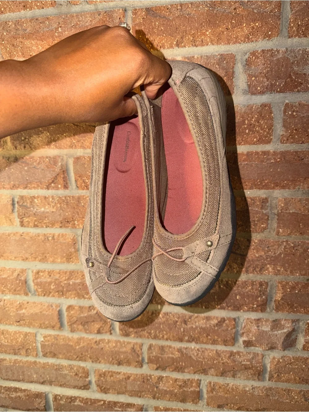 croft & barrow Taupe Ballet Flats with Rose-Inset Lining